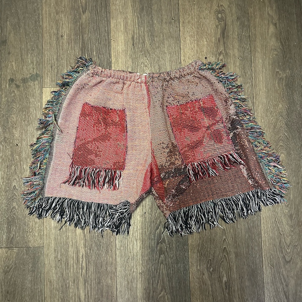 Fringed Woven Tapestry Shorts
